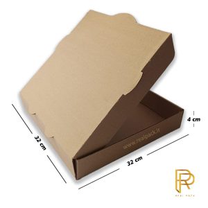 جعبه پیتزا خانواده 32 سانت مقوایی دوبلکس بدون چاپ، رئال پک