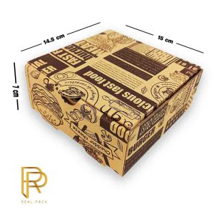 جعبه برگر درب پیتزایی مقوای دوبلکس طرح عمومی
