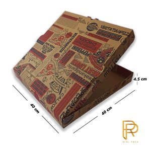 جعبه پیتزا خانواده سایز 40 مقوای ایفلوت طرح عمومی